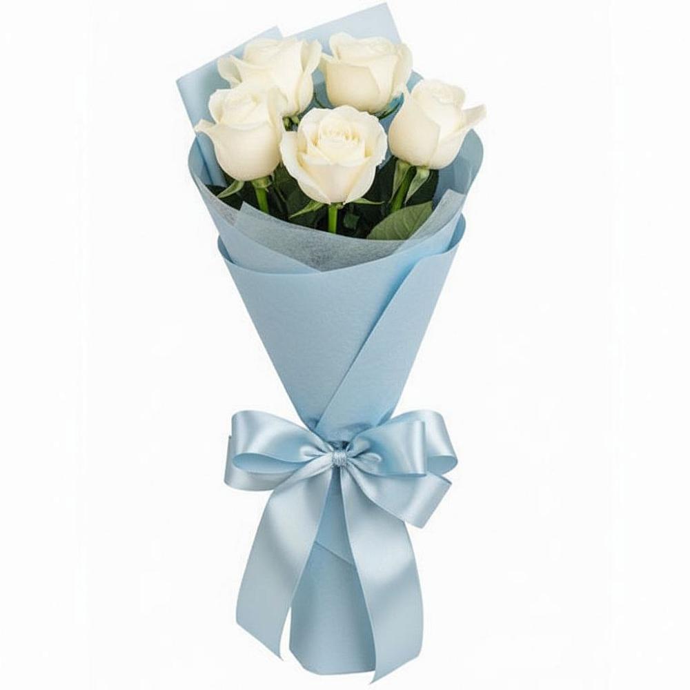 Букет 5 Белых роз Проуд в Бичуре