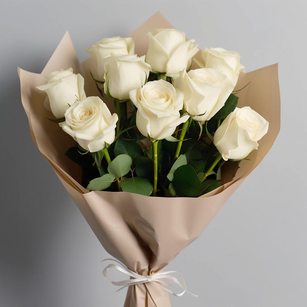 Букет 9 Белых роз Эдлесс Лав в Бичуре