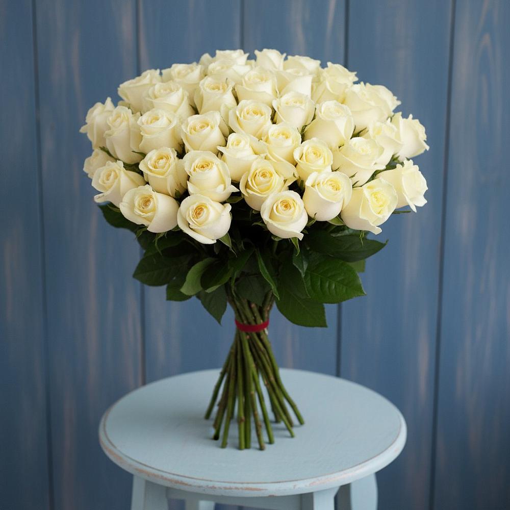 Букет 51 Белая роза Эдлесс Лав в Бичуре