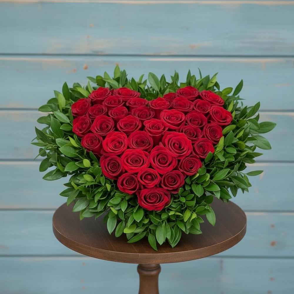 Цветочная композиция из Розы в виде сердца в Бичуре