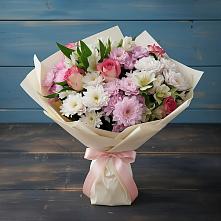 Букет цветов из:  Хризантемы, Альстромерии и Розы в Бичуре