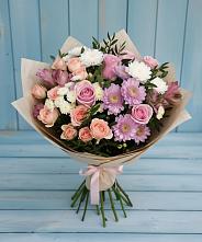 Букет цветов из:  Хризантемы, Розы и Альстромерии в Бичуре