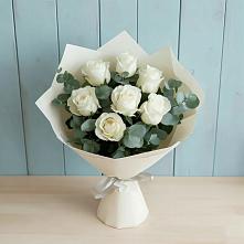 Букет Белые розы в Эвкалипте в Бичуре