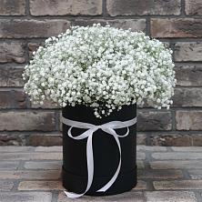 Цветочная композиция из Гипсофила в шляпной коробке в Бичуре