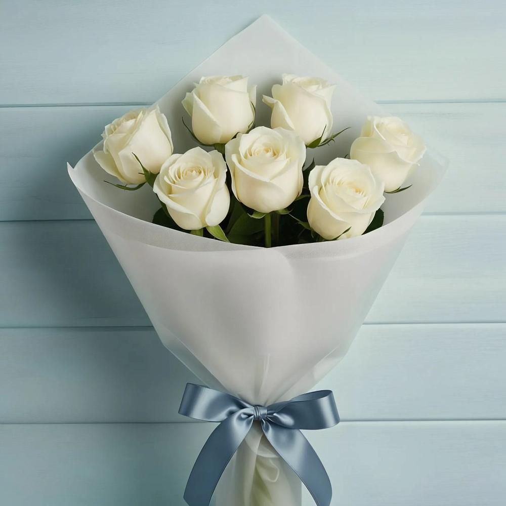 Букет 7 Белых роз Эдлесс Лав в Бичуре